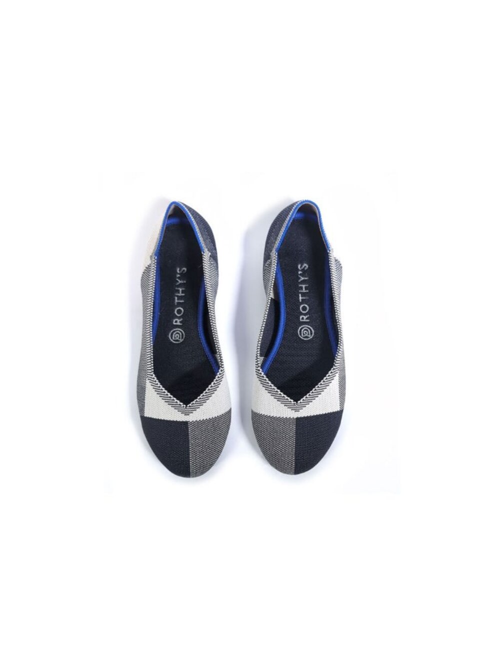 Rothy's Black, White & Blue Knit Slip-On Flats